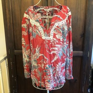 Ann Taylor Loft Tropical Crepe Blouse Size Small NWOT Botanical Vacation Top